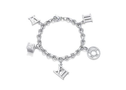 Silver Plated Roman Numerals Chain Charm Bracelet